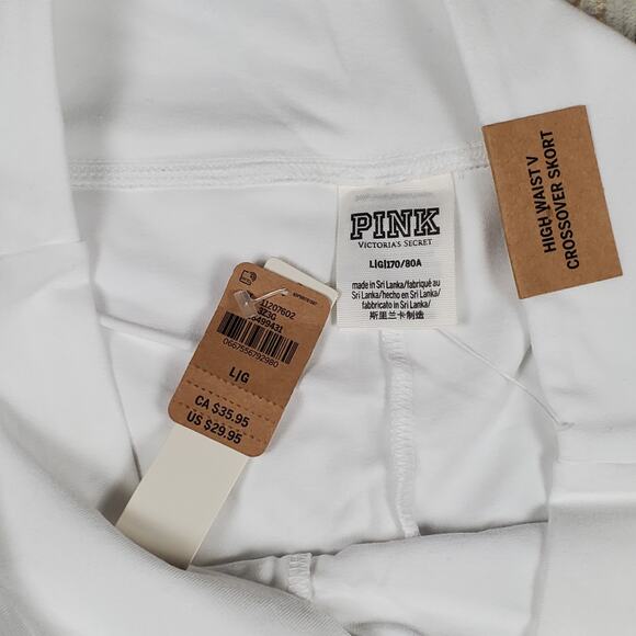 Victoria's Secret PINK Active Cotton High Waist v Crossover Skort White Size L - Picture 6 of 8